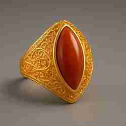 Elegant gold ring with red gemstone
