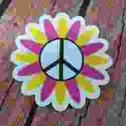 🌸 Peace Flower Magnet – Retro Hippie Design 🌸