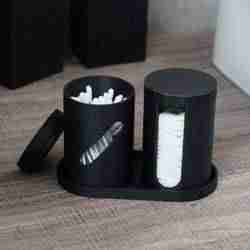 Cotton Swab & Pad Dispenser with Closing Lids for Bathroom