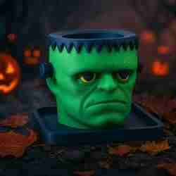Frankenstein Head Planter – 3D Printed Halloween Decor Pot