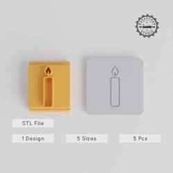 Candle Stamp Tile Collection, 5 Size Motifs, Perfect for Clay & Cookies, Festive Glow & Celebration Design