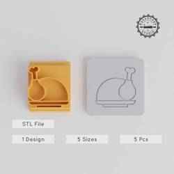 Roast Chicken Stamp Tile Set, 5 Sizes, Perfect for Clay, Cookie & Fondant Crafting
