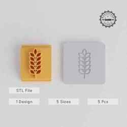 Wheat Stamp Tile Set, 5 Sizes, 20-40mm, Perfect for Clay & Cookies, Harvest Grain Design