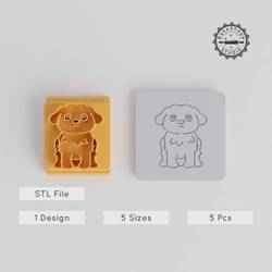 Maltese Stamp Tile Set, 5 Sizes for Clay, Fondant & Cookies, Pet Dog Motif, Cute Maltese Pup Baking Decoration