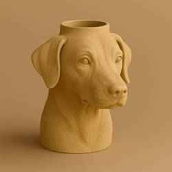 Dog Head Planter – Realistic Dog Vase for 3D Printing
