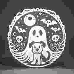 Halloween Dog  Ghost Lightbox Led Lamp