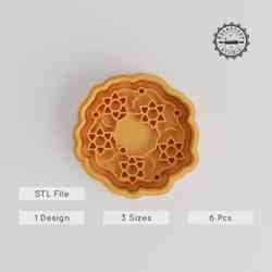 Wreath Shape Cutter & Stamp Set, Christmas Ornament, Holiday Ring, Festive Circle, 6-Piece Cookie & Fondant Decor for Seasonal Baking