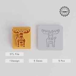Moose Stamp Tile Set, 5 Sizes, Perfect for Clay & Cookies, Wildlife Animal, Winter & Nature Themes