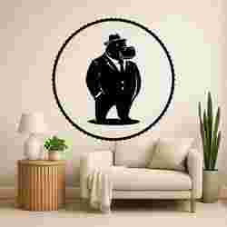 Hippo Gentleman - Wall Art Multicolor
