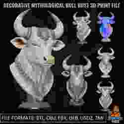 Decorative Mythological Bull Bust 3D Print File