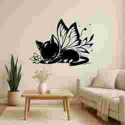 Fairy Cat Sleeping Halloween - Wall Art Onecolor