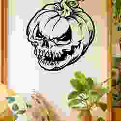 Halloween Demonic Pumpkin Skull - Wall Art Onecolor