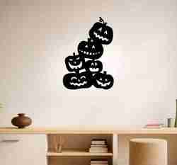 Stacked Jack O Lanterns Halloween - Wall Art Multicolor