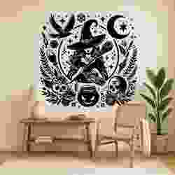 Witch Cauldron Raven Halloween - Wall Art Onecolor