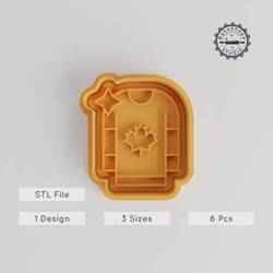 Shirt Shape Cutter & Stamp Set, Cookie & Fondant Mold, 6 Pieces in S/M/L Size