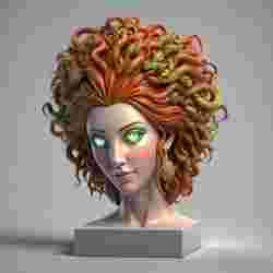 2233 Medusa Gorgon Head 3D Model, magic, dragon, serpent, mask, gnome, gorgon, venetian carnival, wild, fox, monster, cat, fair, witch, werewolf, horror, beast, snake, troll, skeleton dance