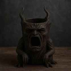 Screaming Plant Flower Pot | Creepy Monster Planter STL | Horror Halloween 3D Print Model