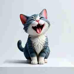 2245 Laughing Cat - 3D Printed Full-Figure Statue, pug, dachshund, poodle, cat, zebra, camel, beagle, peacock, lion, fox, bull terrier, pomeranian, galgo, wolf, doberman pinscher, newfoundland, elephant, crocodile, german shepherd