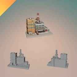 Stylized Factory Building – 3D Printable Industrial Diorama Model  STL and GLB Format