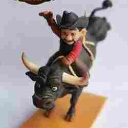 Rodeo Cowboy on Bull, 3D Printable STL Figurine, Western Decor
