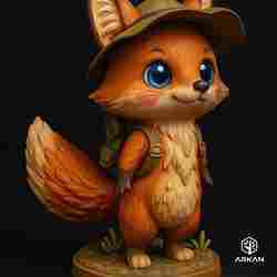 🦊 Two Tails Fox Explorer – 3D Printable Figurine