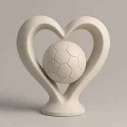 Heart & Football Sculpture