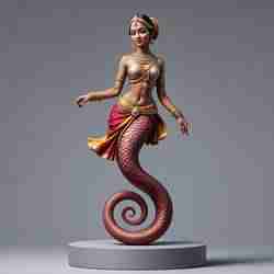 2256 Indian Serpent Woman Dancer on Pedestal, magic, dragon, serpent, mask, gnome, gorgon, venetian carnival, wild, fox, monster, cat, fair, witch, werewolf, horror, beast, snake, troll, skeleton dance