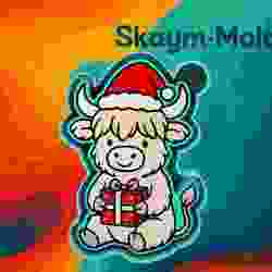 🎄🐮 Christmas Highland Cow Holding a Gift – Freshie, Ornament, Resin & Candle Mold 🐮🎄