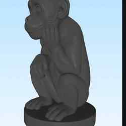 The Thinker Monkey – Wooden Wisdom Sculpture”