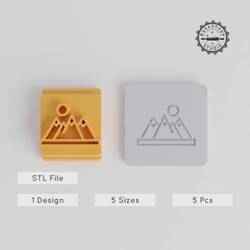 Mountain Stamp Tile Set, 5 Sizes, Peak & Highland Design for Clay, Cookie & Fondant Crafts