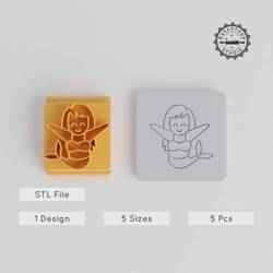 Mermaid Stamp Tile Set, 5 Motif Sizes, Perfect for Clay, Cookies & Fondant, Halloween & Fantasy Theme