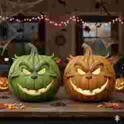 Grinch Pumpkin for Halloween Lamp