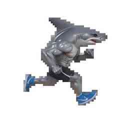 A muscular anthropomorphic shark Tralalero Tralala wearing blue sneakers