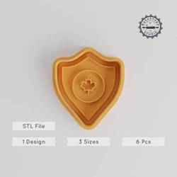 Shield Shape Cutter & Stamp, Cookie & Fondant Tool Set, 3 Sizes, Security Emblem Design, 6-Piece Collection