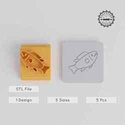 Fish Stamp Tile Set, 5 Sizes, Perfect for Clay, Cookies & Fondant, Sea Creature Motif