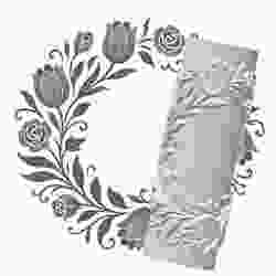 Tulip & Rose Wreath | Embossed Pattern Roller for Clay | Circular Floral Frame 3D Print Design