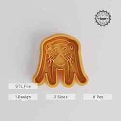 Walrus Cookie Cutter & Stamp Set, 6 Pieces, Beach & Wildlife Theme, Perfect for Cookies & Fondant in S/M/L Sizes