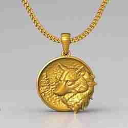 wolf coin pendant charm