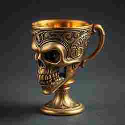 The Golden Skull Cup: A Stunningly Detailed Decorative Piece with Macabre and Ornate Charm