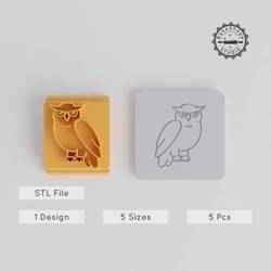 Owl Stamp Tile Set, 5 Sizes, Perfect for Clay, Cookies & Fondant, Night Bird Motif