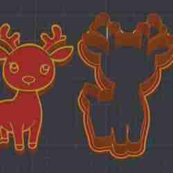 Kawaii Christmas Reindeer Cookie Cutter / Kawaii Christmas Reindeer Cookie Cutter