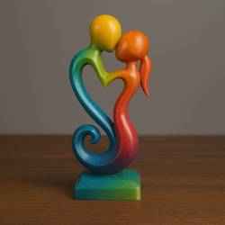 Romantic Abstract Couple STL – Heart Embrace Love Sculpture for 3D Printing