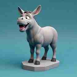 2321 Color Laughing Donkey - 3D Printed Full-Figure Statue, pug, dachshund, poodle, cat, camel, bear, beagle, crocodile, lion, fox, bull terrier, pomeranian, donkey, wolf, doberman pinscher, newfoundland, elephant, rooster