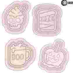 Halloween Cookie Cutter Pack, Skull, Apple, Toast, Drink