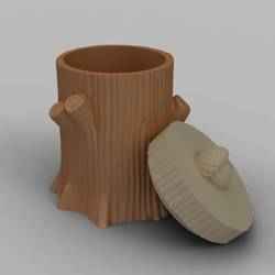 Woodland Tree Stump Box with Acorn Lid