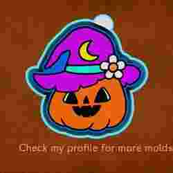 🎃🧙 Jack O’ Lantern with Witch Hat – Freshie, Resin & Candle Mold