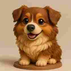 Chibi Australian Shepherd Figurine – Hand-Sculpted Style STL for 3D Printing