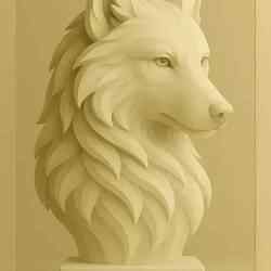 Wolf Head – Handcrafted Clay-Style STL for 3D Printing