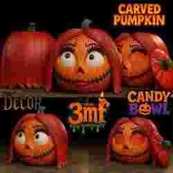 Sally Skellington Pumpkin – 3 Versions (Decor, Carved, Candy Bowl)