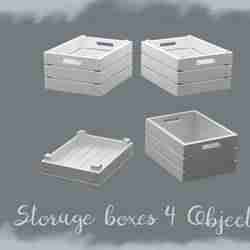 Miniature Storage Boxes Set – 4 Objects (Stackable, Fruit Crate, Decorative)